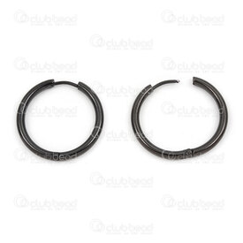 4007-0102-159-25BK - Stainless Steel Earring Round Plain 25x2.5mm Black 10pcs (5pairs) 4007-0102-159-25BK,anneaux noir,montreal, quebec, canada, beads, wholesale