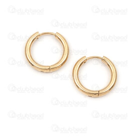 4007-0102-1591-17GL - Stainless Steel 304 Earring Hoop Round 17x2.5mm Plain Gold Plated 10pcs (5pairs) 4007-0102-1591-17GL,plaques,montreal, quebec, canada, beads, wholesale