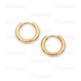 4007-0102-1591-GL - Stainless Steel 304 Earring Hoop Round 15x2.5mm Plain Gold Plated 10pcs (5pairs) 4007-0102-1591-GL,plaques,montreal, quebec, canada, beads, wholesale