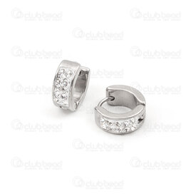4007-0102-169 - Stainless steel Earring Round 13.5x5.5mm with Crystal Rhinstone (2 rows) Natural 1 pair 4007-0102-169,Finished jewelry,Stainless steel,montreal, quebec, canada, beads, wholesale