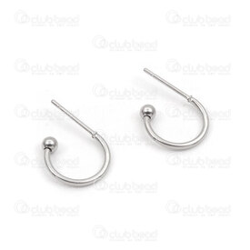 4007-0102-173 - Stainless Steel Earring Round Ring 13x1.2mm with 3mm Ball without Clutch Natural 5 Sets 4007-0102-173,Stainless Steel Earring,montreal, quebec, canada, beads, wholesale
