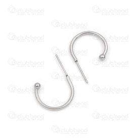 4007-0102-1731 - Stainless Steel Earring Round Ring 16x1.5mm with 3mm Ball without Clutch Natural 10pcs (5 Pairs) 4007-0102-1731,Finished jewelry,Stainless steel,montreal, quebec, canada, beads, wholesale
