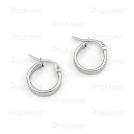 4007-0102-177 - Stainless Steel Earring Round Ring 15x4x1.5mm Flat Natural 5pairs 4007-0102-177,Stainless Steel Earring,montreal, quebec, canada, beads, wholesale