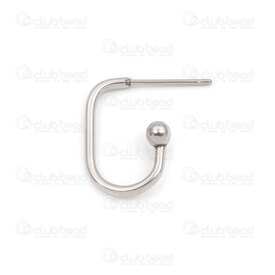 4007-0102-1781 - Acier Inoxydable Boucle d'Oreille Anneau forme U 17x17.5x1.4mm avec Boule 3.5mm Naturel 10pcs 4007-0102-1781,anneau 4mm,montreal, quebec, canada, beads, wholesale