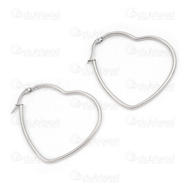 4007-0102-181 - Stainless Steel Earring Heart shape Ring 47x43x2mm Natural 1 pair 4007-0102-181,Finished jewelry,Stainless steel,montreal, quebec, canada, beads, wholesale
