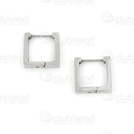 4007-0102-193 - Stainless Steel Earring Square shape 14x14x3mm High Quality Polish Natural 1 pair 4007-0102-193,Finished jewelry,montreal, quebec, canada, beads, wholesale