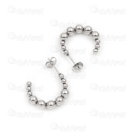 4007-0102-199 - Stainless Steel Earring Round Ring with Ball (11) 22x5mm and Clutch Natural 4pcs (2 Pairs) 4007-0102-199,Finished jewelry,Stainless steel,montreal, quebec, canada, beads, wholesale