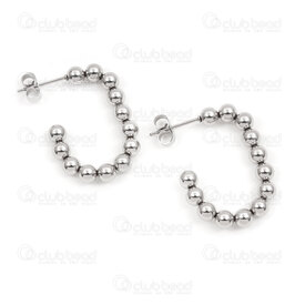 4007-0102-1991 - Acier Inoxydable Boucle d'Oreille Anneau forme U avec Bille (13) 27x19mm avec Papillon Naturel 4pcs (2 Paires) 4007-0102-1991,CLU,montreal, quebec, canada, beads, wholesale