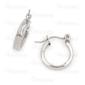 4007-0102-209 - Stainless Steel Earring Round 13x3mm Star Design Natural 10pcs (5pairs) 4007-0102-209,etoile d'or,montreal, quebec, canada, beads, wholesale