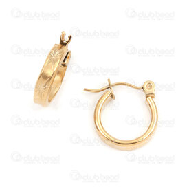 4007-0102-209GL - Stainless Steel Earring Round 13x3mm Star Design Gold Plated 10pcs (5pairs) 4007-0102-209GL,etoile or,montreal, quebec, canada, beads, wholesale