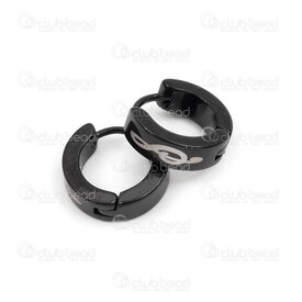 4007-0102-215BLK - Acier Inoxydable Boucle d'Oreille Levier Rond 2x9mm Note de Musique Noir 1paire chine 4007-0102-215BLK,Not,montreal, quebec, canada, beads, wholesale