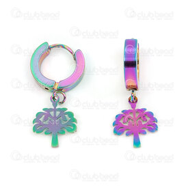 4007-0102-217AB - Stainles Steel Earring Leverback 2x9mm Round tree of life AB 1pair china 4007-0102-217AB,arbre inox,montreal, quebec, canada, beads, wholesale