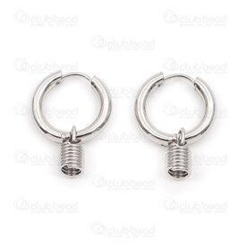 4007-0102-243 - Stainles Steel Earring Leverback 2x14mm with swirl 1pair china 4007-0102-243,Ressort,montreal, quebec, canada, beads, wholesale
