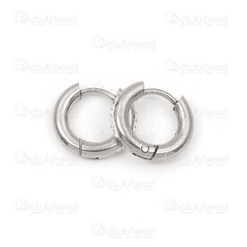 4007-0102-257-13 - Stainless Steel 304 Earring Hoop Round 13.5x2.5mm with Crystal Rhinestone Natural 4pcs (2pair) 4007-0102-257-13,8,,montreal, quebec, canada, beads, wholesale