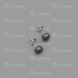 4007-0102-27-BK - Fresh Water Pearl Earring 4X6mm Black with Sterling Silver 925 Pin 1 pair 4007-0102-27-BK,montreal, quebec, canada, beads, wholesale