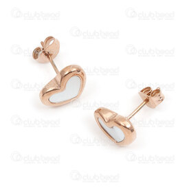 4007-0102-275RGL - Stainless Steel Earring  Stud Heart with Mother Of Pearl 3x5mm Rose Gold 2 pair china 4007-0102-275RGL,Perles rose,montreal, quebec, canada, beads, wholesale