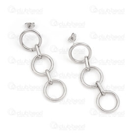 4007-0102-279 - Stainless Steel Earring Stud Three Circle Natural 1 pair china 4007-0102-279,pair,montreal, quebec, canada, beads, wholesale