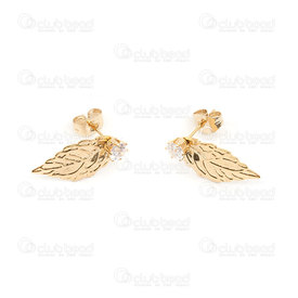 4007-0102-31GL - stainless steel ear ring leaf with rhonestone gold 1 pair 4007-0102-31GL,Clearance by Category,Glass Crystal,montreal, quebec, canada, beads, wholesale