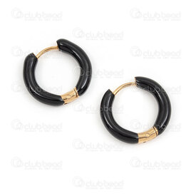 4007-0102-329BKGL - Acier Inoxydable 304 Boucle d'Oreille a Levier Anneau 17x3mm avec Emaille Noir-Or 6pcs (3paires) 4007-0102-329BKGL,emaille,montreal, quebec, canada, beads, wholesale