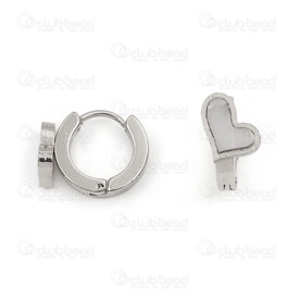 4007-0102-3581 - Stainless Steel 304 Earring Leverback Round 13.5x3mm with Croocked Heart and Shell Filling Natural 4pcs (2pairs) 4007-0102-3581,Cours,montreal, quebec, canada, beads, wholesale
