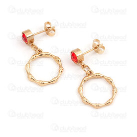 4007-0102-373GL - Acier Inoxydable 304 Boucle d'Oreille Tige avec Zircon Cubique Hyacinthe Rond 6mm et Breloque Anneau Fantaisie Rond 17.5x15x2mm Plaque Or 4pcs (2paires) 4007-0102-373GL,ring box,montreal, quebec, canada, beads, wholesale