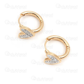 4007-0102-375GL - Acier Inoxydable 304 Boucle d'Oreille a Levier Rond 16.5x2.5mm avec Coeur 9.5x10mm avec Remplissage Blanc Pierre du Rhin Cristal Plaque Or 4pcs (2paires) 4007-0102-375GL,OR REMPLI,montreal, quebec, canada, beads, wholesale