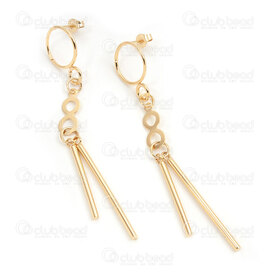 4007-0102-385GL - Acier Inoxydable 304 Boucle d'Oreille Tige Anneau Simple 14x1mm et Breloque Infini 16x7x0.6mm avec 2 Tube Longueur Pleine 80mm Plaque Or 1paire 4007-0102-385GL,Anneau dore,montreal, quebec, canada, beads, wholesale