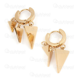 4007-0102-393GL - Stainless Steel 304 Earring Leverback Round 13.5x2.5mm with Downward Triangle Charm Plate (3 size) Gold Plated 2pcs (1pairs) 4007-0102-393GL,triangle,montreal, quebec, canada, beads, wholesale