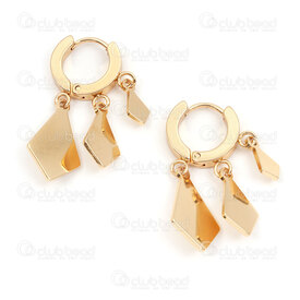 4007-0102-395GL - Acier Inoxydable 304 Boucle d'Oreille a Levier Rond 13.5x2.5mm avec Breloque Plateau Losange (3 Taille) Plaque Or 2pcs (1paire) 4007-0102-395GL,Plateau,montreal, quebec, canada, beads, wholesale