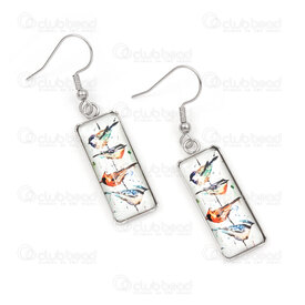 4007-0102-419 - Stainless Steel Earring Rectangle Birds on a Branch 30x11x5mm Natural 1pair 4007-0102-419,Sur,montreal, quebec, canada, beads, wholesale