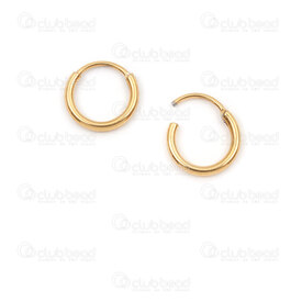 4007-0102-425-11GL - Stainless Steel 304 Earring Endless Hoop 11x1.6mm Plain Gold Plated 2pcs (1pair) 4007-0102-425-11GL,(6),montreal, quebec, canada, beads, wholesale