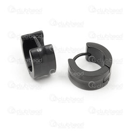 4007-0102-427BK - Acier Inoxydable 304 Boucle d\'Oreille a Levier Rond 13x7mm Motif Ligne Noir 4pcs (2paires) 4007-0102-427BK,Bijoux finis,En acier inoxydable,montreal, quebec, canada, beads, wholesale