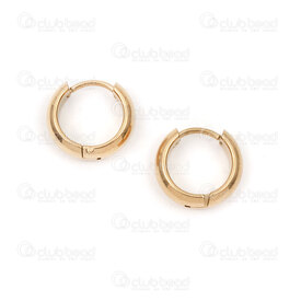 4007-0102-445GL - Stainless Steel 304 Earring Round Plain Half-Round 12x4mm Gold Plated 4pcs (2pairs) 4007-0102-445GL,1',montreal, quebec, canada, beads, wholesale