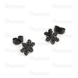 4007-0103-43 - stainless steel ear stud snow flake black 12 pairs 4007-0103-43,Finished jewelry,montreal, quebec, canada, beads, wholesale