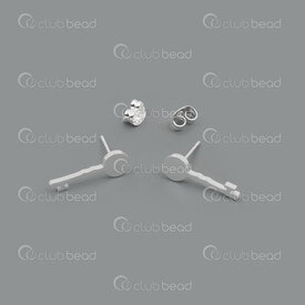 4007-0103-75SL - Stainless steel ear stud Key 18x6mm Silver 12pairs 4007-0103-75SL,Clef,montreal, quebec, canada, beads, wholesale