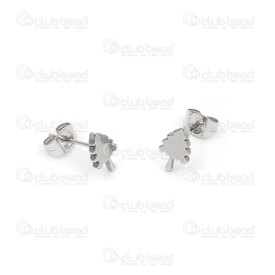 4007-0103-97 - Stainless steel earring stud Tree 9x6mm Natural 12pairs 4007-0103-97,Stainless Steel,Finished Jewelry,montreal, quebec, canada, beads, wholesale