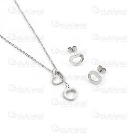 4007-0105-37 - Stainless steel earring and necklace set Heart Hollow 9x10.5mm nautral 1set 4007-0105-37,Stainless Steel,Finished Jewelry,montreal, quebec, canada, beads, wholesale