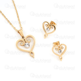 4007-0105-57GL - Necklace and Earring Set Fantasy Heart with rhinestone gold 1 Set !LIMITED QUANTITY! 4007-0105-57GL,4007-0105,montreal, quebec, canada, beads, wholesale
