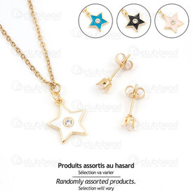 4007-0105-61GL - Necklace Star Charm and Earring Set with rhinestone gold 1 Set !LIMITED QUANTITY! 4007-0105-61GL,etoile or,montreal, quebec, canada, beads, wholesale