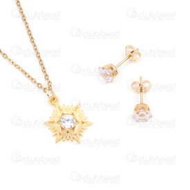 4007-0105-65GL - Necklace With North Star Charm and Earring Set with rhinestone gold 1 Set !LIMITED QUANTITY! 4007-0105-65GL,Star,montreal, quebec, canada, beads, wholesale