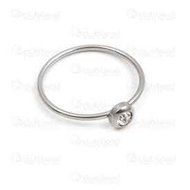 4007-0107-01 - Stainless Steel Finger Ring with Rhinestone Crystal (size 8) Natural 4pcs 4007-0107-01,Finished jewelry,montreal, quebec, canada, beads, wholesale