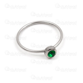 4007-0107-03 - Stainless Steel Finger Ring with Rhinestone Green (size 7) Natural 4pcs 4007-0107-03,Finished jewelry,montreal, quebec, canada, beads, wholesale
