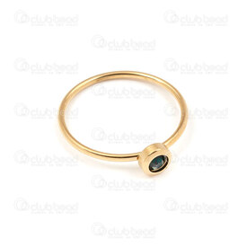 4007-0107-03GL - Acier Inoxydable Bague avec Pierre du Rhin Vert (Taille 7) Plaque Or 4pcs 4007-0107-03GL,Bijoux finis,En acier inoxydable,montreal, quebec, canada, beads, wholesale