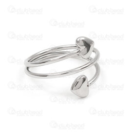 4007-0107-11 - Stainless Steel 304 Energetic Finger Ring with Magnet Heart Design (size 9) Natural 1pc 4007-0107-11,tÃ,montreal, quebec, canada, beads, wholesale