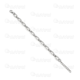 4007-0211-01 - Bracelet Stainless Steel Chain Links 18cm 1pc  Limited Quantity 4007-0211-01,Chains,Bracelet with clasp,Bracelet,Stainless Steel,Chain Links,18cm,1pc,China,Limited Quantity,montreal, quebec, canada, beads, wholesale