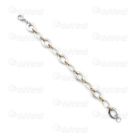 4007-0211-05 - Bracelet Stainless Steel with golden links 21cm 1pc  Limited Quantity 4007-0211-05,Bracelet,Stainless Steel,with golden links,21cm,1pc,China,Limited Quantity,montreal, quebec, canada, beads, wholesale