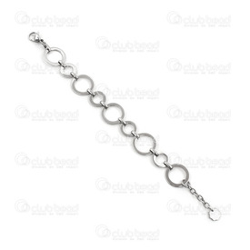 4007-0211-07 - Bracelet Stainless Steel Round Flat links 18&13mm 18cm 1pc  Limited Quantity 4007-0211-07,Finished jewelry,Bracelet,Stainless Steel,Round Flat links 18&13mm,18cm,1pc,China,Limited Quantity,montreal, quebec, canada, beads, wholesale