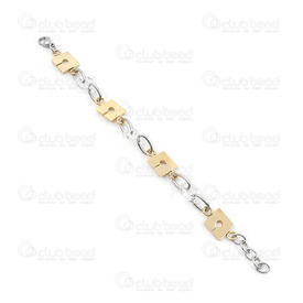 4007-0211-65-GL - stainless steel bracelet with clip and crystal ring GOLD 19cm 4007-0211-65-GL,Finished jewelry,Stainless steel,montreal, quebec, canada, beads, wholesale
