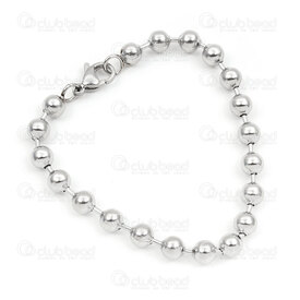 4007-0211-751 - Acier Inoxydable Bracelet avec Bille 6mm 19cm (7.5\") Naturel 1pc 4007-0211-751,4007-0211,montreal, quebec, canada, beads, wholesale