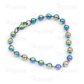 4007-0211-751AB - Acier Inoxydable Bracelet avec Bille 6mm 19cm (7.5\") AB 1pc 4007-0211-751AB,4007-0211,montreal, quebec, canada, beads, wholesale